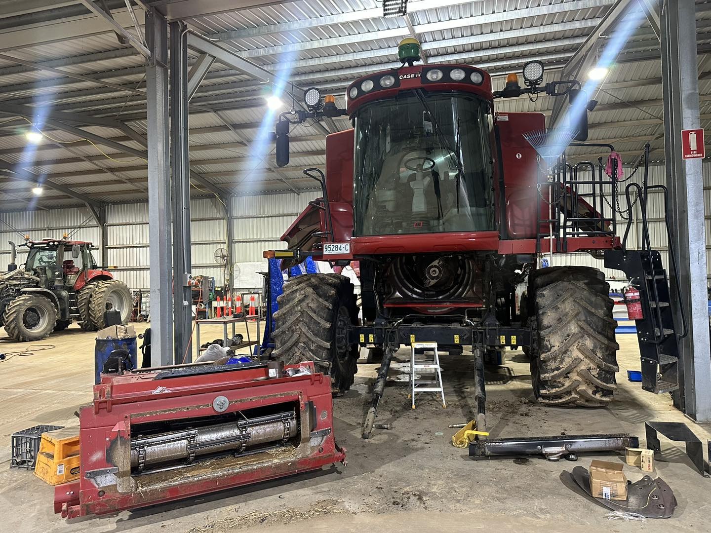 Case IH combine in the JSM workshop